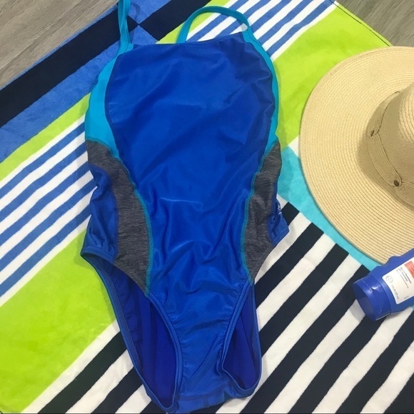 Speedo Blue One Piece Swimsuit Size 10/36 - Picture 2 of 7